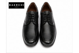 Detalle cordones blucher Baerchi 1250 Viena piel negra ancho especial