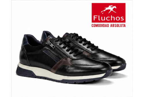 Fluchos Louis F1600 zapato deportivo de hombre negro vista lateral