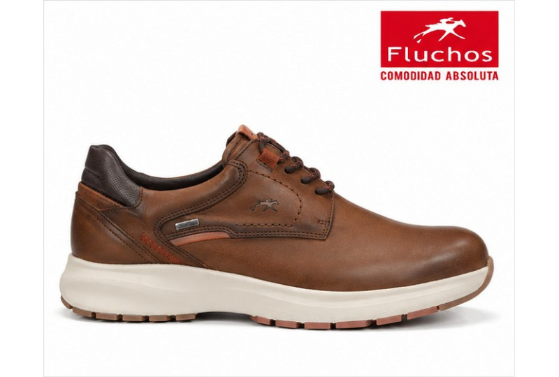 Fluchos Tritón F2067 blucher de hombre en piel Dakota nuez vista lateral