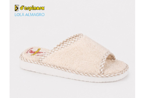Zapatilla D'espinosa 1401 rizo algodón beige vista lateral