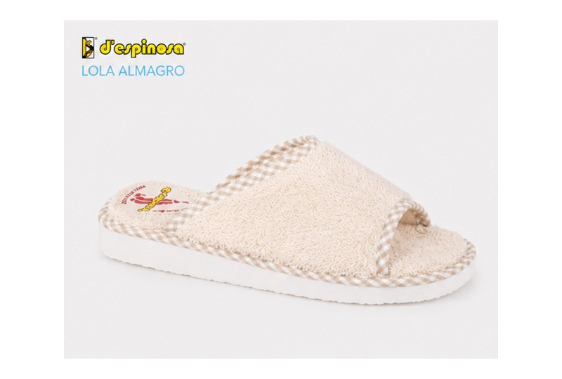 Zapatilla D'espinosa 1401 rizo algodón beige vista lateral