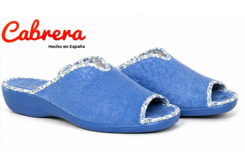 Chinela Cabrera 5354 rizo marino adorno floral cuña 3cm vista lateral