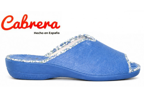 Chinela Cabrera 5354 rizo marino adorno floral cuña 3cm vista perfil