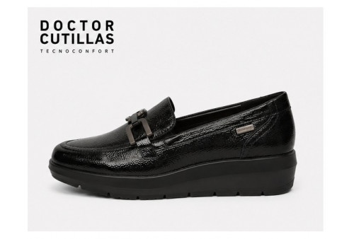 Doctor Cutillas 86051 mocasín mujer negro con cuña vista lateral