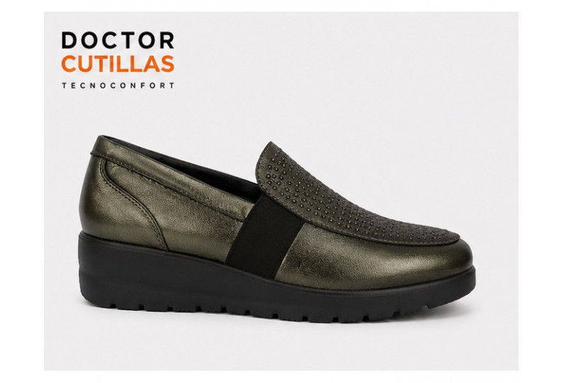 Doctor Cutillas 45410 mocasín mujer musgo con cuña vista lateral