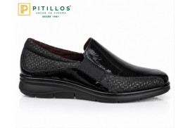 Pitillos 11500 mocasín mujer negro combinado con textil