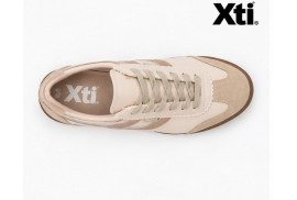 Xti 146157 zapatilla beige con detalles de serraje