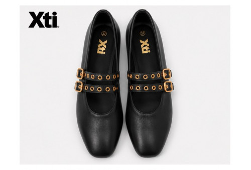 Xti 146405 zapato negro mujer planta acolchada