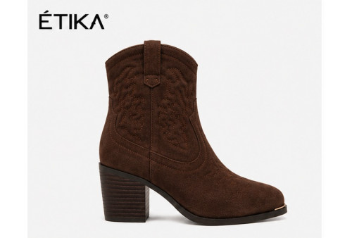 Botín cowboy ETIKA 110565 antelina marrón