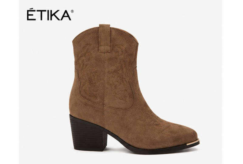 Botín cowboy ETIKA 110565 antelina taupe