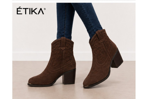 Botín ETIKA 110565 cowboy marrón mujer