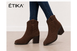 Botín ETIKA 110565 cowboy marrón mujer