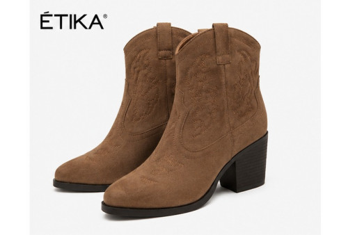 Botín cowboy ETIKA 110565 taupe vista lateral
