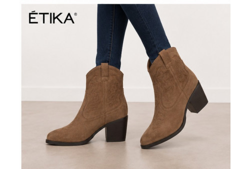 Botín cowboy ETIKA 110565 taupe mujer