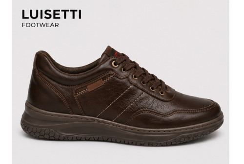 Zapato deportivo LUISETTI 39902 café de napa con cordones