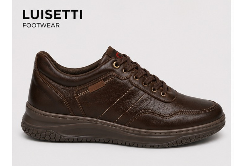 Zapato deportivo LUISETTI 39902 café de napa con cordones