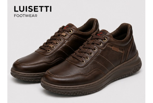 Zapato deportivo LUISETTI 39902 café de napa vista lateral