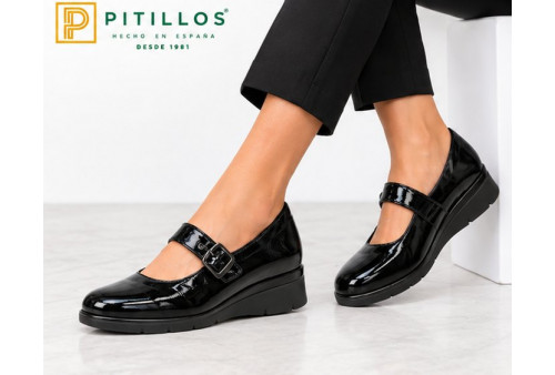 Pitillos 11534 Mercedes zapato negro mujer con cuña de 5 cm