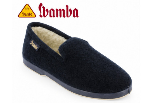 Wamba 202071 zapatilla de caballero en lana virgen marino lateral