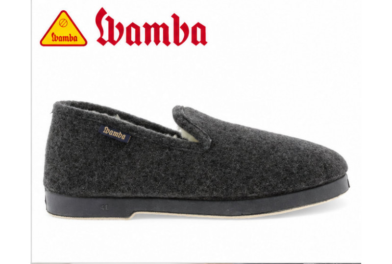 Wamba 202071 zapatilla de caballero en lana virgen gris perfil