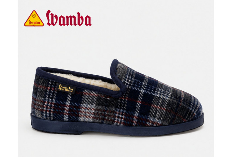 Wamba 202001 zapatilla cerrada en cuadros marino perfil