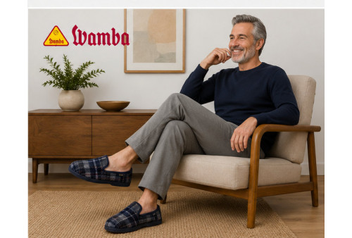 Wamba 202001 zapatilla cerrada en cuadros marino modelo