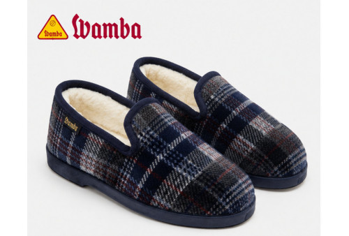 Wamba 202001 zapatilla cerrada en cuadros marino lateral