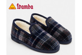 Wamba 202001 zapatilla cerrada en cuadros marino lateral