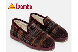 Wamba 202001 zapatilla cerrada en cuadros burdeos lateral