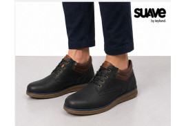 Botín Suave 1700 de hombre en piel nobuck engrasado marrón puesto