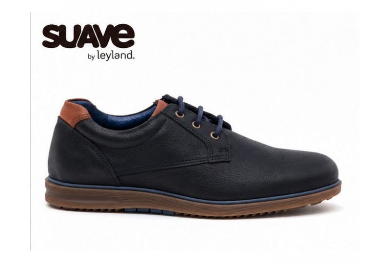 Blucher Suave 1720 de hombre en nobuck engrasado negra perfil