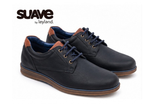 Blucher Suave 1720 de hombre en nobuck engrasado negra lateral