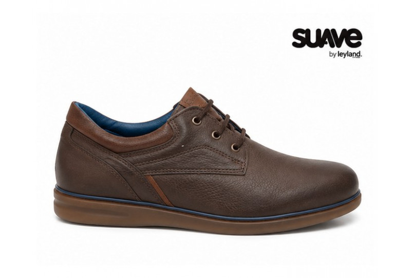 Blucher Suave 1720 de hombre en piel nobuck engrasado marrón