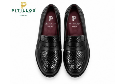 Mocasín Pitillos 11535 de mujer en piel vista superior