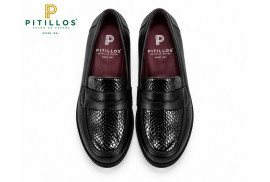 Mocasín Pitillos 11535 de mujer en piel vista superior