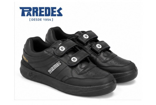 Deportivo Paredes velcro DP101 en piel negra lateral