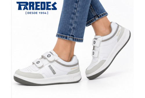 Deportivo Paredes DP101 velcro en piel blanca modelo