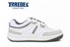 Deportivo Paredes DP101 velcro en piel blanca