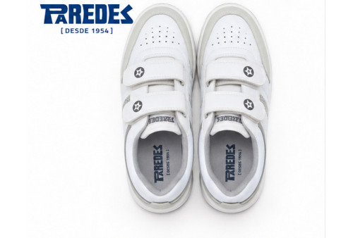 Deportivo Paredes DP101 velcro en piel blanca superior