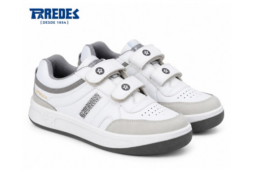 Deportivo Paredes DP101 velcro en piel blanca par