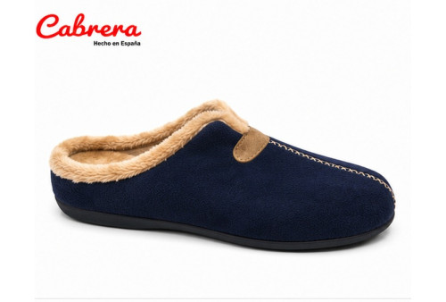 Cabrera 3640 chinela bamara marino, con escote en V perfil