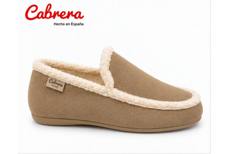 Cabrera 3231 babucha en antelina color tierra perfil