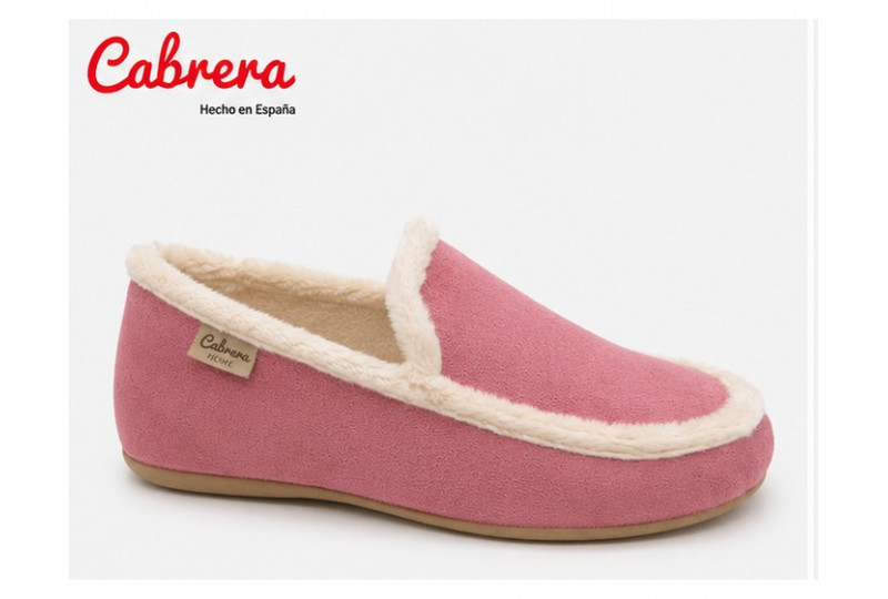 Cabrera 3231 babucha de casa en antelina rosa perfil