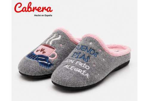 Cabrera 3236 chinela de casa en paño gris par