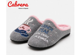 Cabrera 3236 chinela de casa en paño gris par