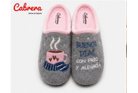 Cabrera 3236 chinela de casa en paño gris superior