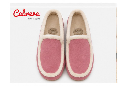 Cabrera 3231 babucha de casa en antelina rosa superior