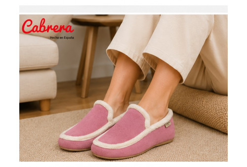 Cabrera 3231 babucha de casa en antelina rosa modelo