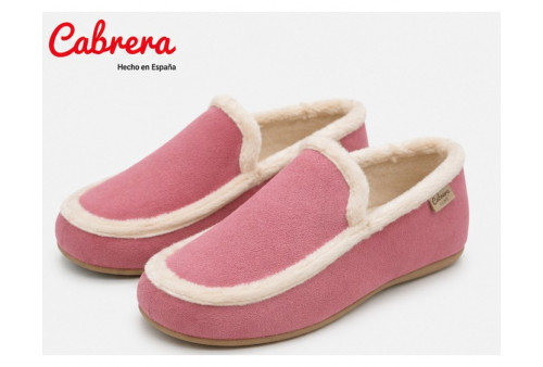 Cabrera 3231 babucha de casa en antelina rosa par