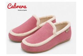 Cabrera 3231 babucha de casa en antelina rosa par